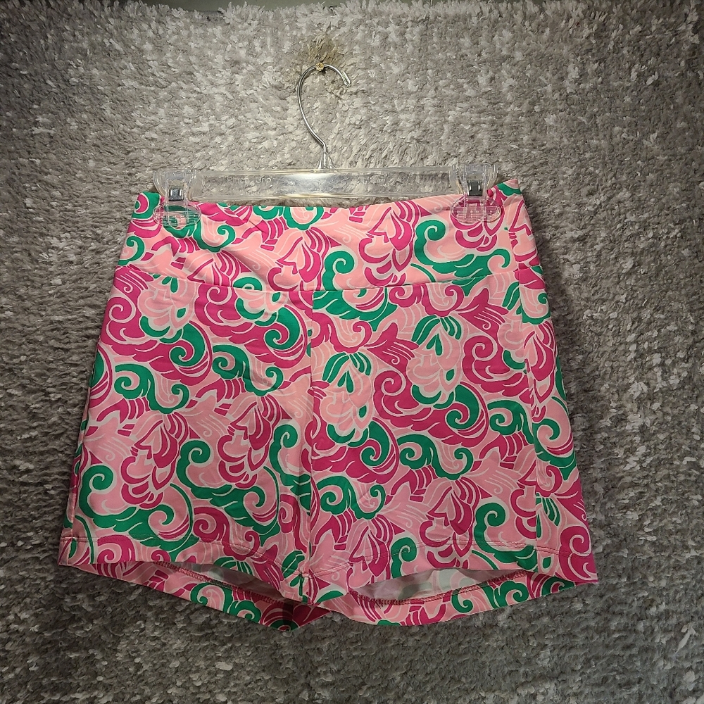 Katherine Way Women Tactile Nylon‎ Pull On Shorts XS Floral Colorful